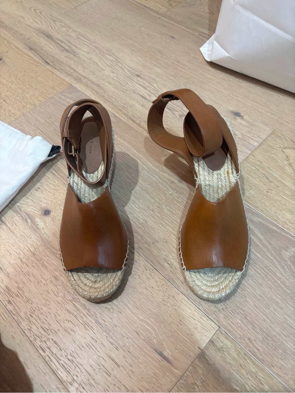 Celine Women's Brown Leather Espadrille Wedge Sandals